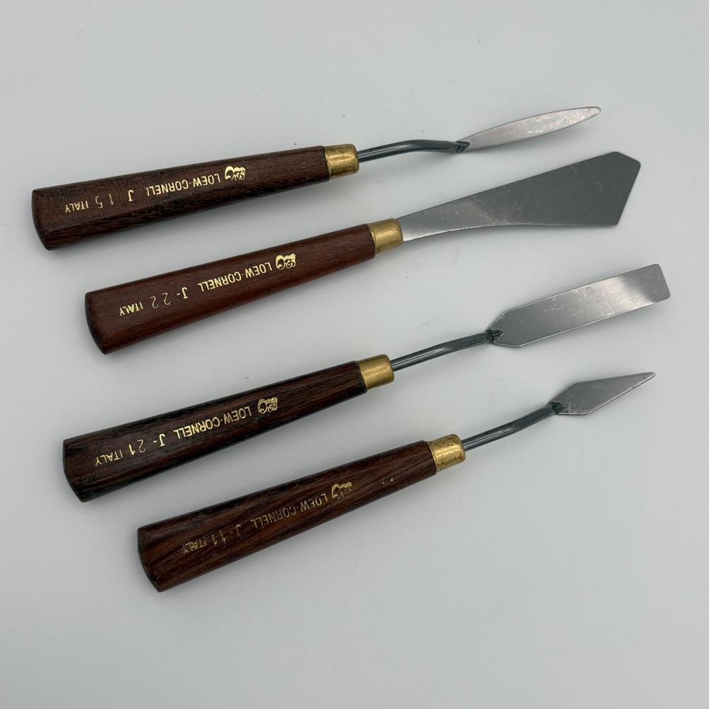 Loew-Cornell Wood Handle Metal Palette Paint Knives Italy Set of 4